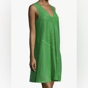 Anthropologie Tracy‎ Reese Small Green A-Line Sleeveless Striped Mesh Dress Cute